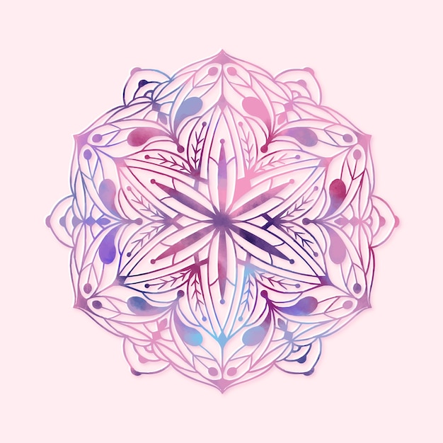 Kostenloser Vektor aquarell mandala lotusblumenzeichnung