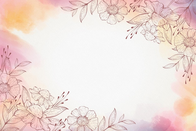 Aquarell mit blumenhand gezeichneter hintergrund