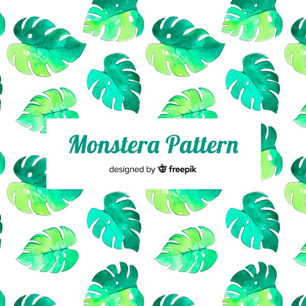 Aquarell Monstera Muster