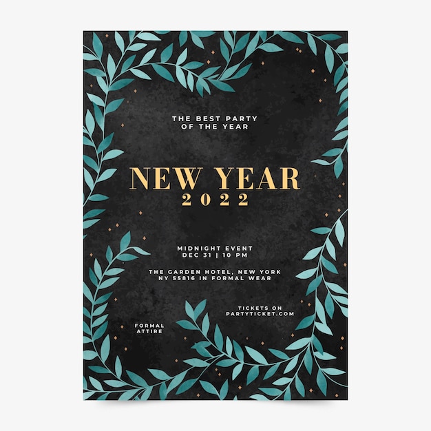 Kostenloser Vektor aquarell neujahr grußkartenvorlage