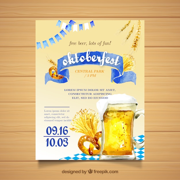 Aquarell oktoberfest traditionelles plakat