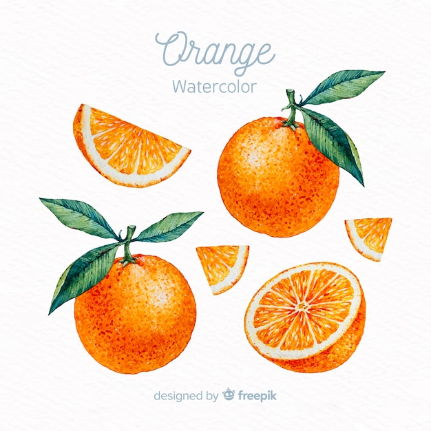 Kostenloser Vektor aquarell orange set