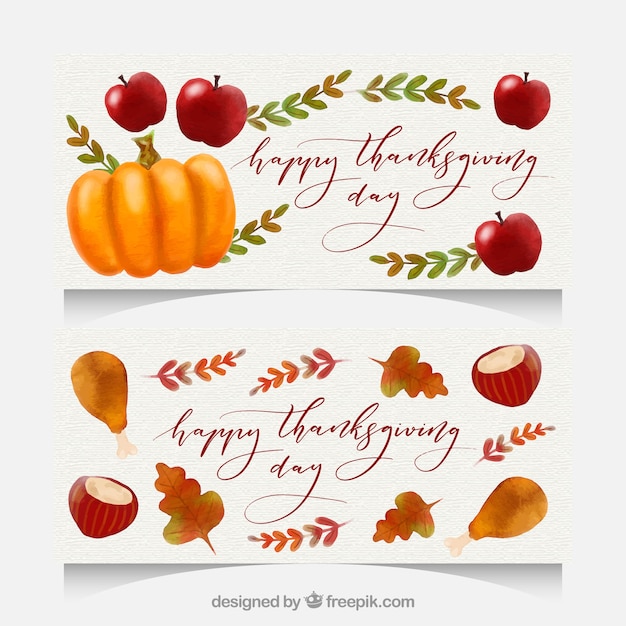 Aquarell-packung mit thanksgiving-banner