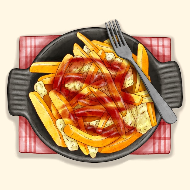 Aquarell-Poutine-Illustration