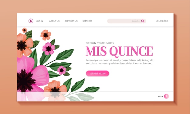 Aquarell quinceañera landing page