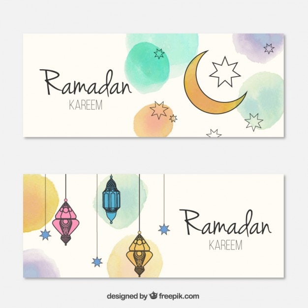 Kostenloser Vektor aquarell ramadan banner