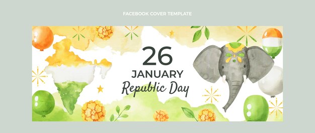 Aquarell-Republiktag-Social-Media-Cover-Vorlage