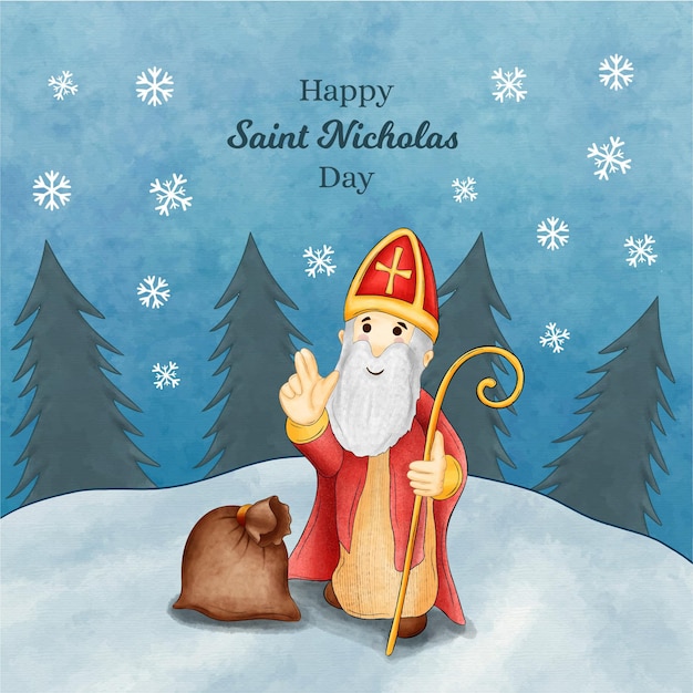 Kostenloser Vektor aquarell saint nicholas tag konzept