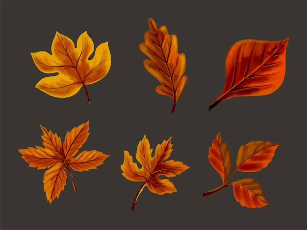 Aquarell-Set aus Herbstblättern, handgemaltes Illustrationsdesign