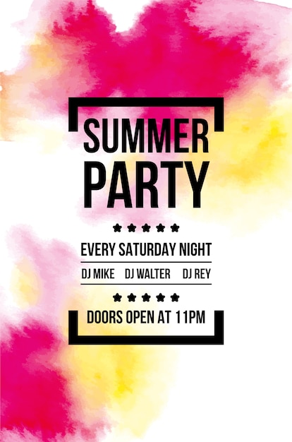 Aquarell Sommer-Party-Plakat