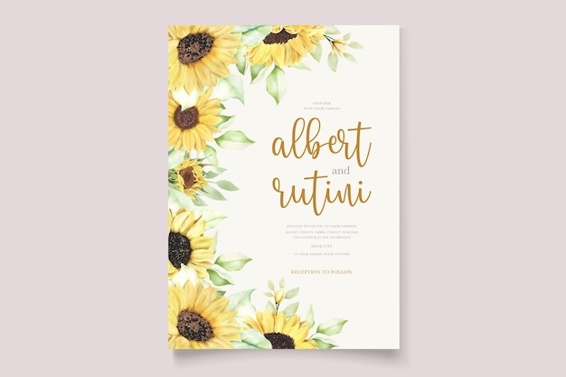 Aquarell Sonnenblumen Hochzeitseinladungskartenset