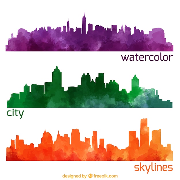 Aquarell Stadt Skylines packen