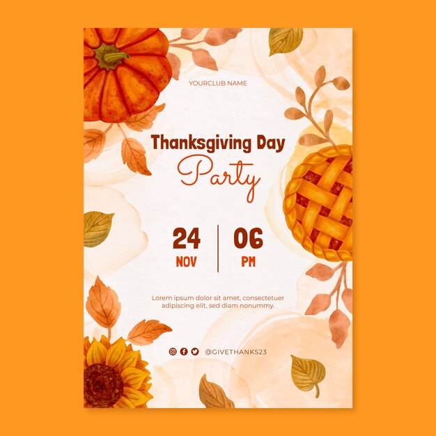 Aquarell Thanksgiving Einladungsvorlage