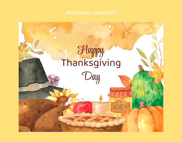 Kostenloser Vektor aquarell thanksgiving-fototermin-vorlage