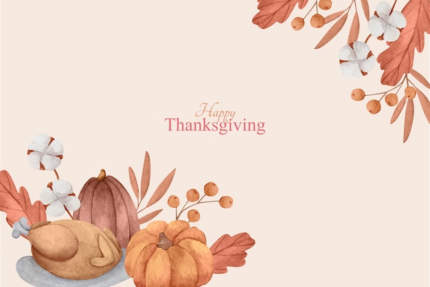 Kostenloser Vektor aquarell thanksgiving hintergrund