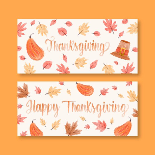 Aquarell thanksgiving horizontale banner eingestellt