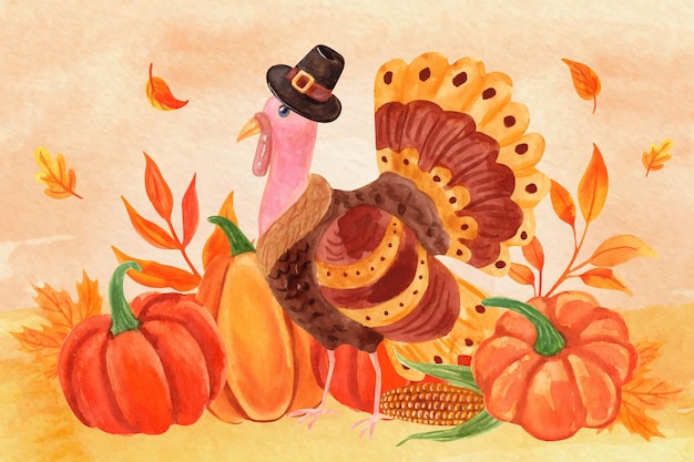 Kostenloser Vektor aquarell thanksgiving-illustration