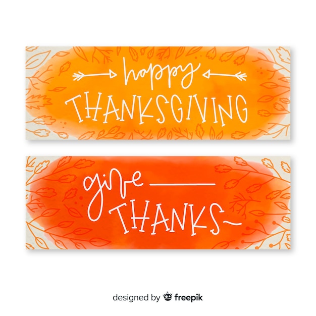 Kostenloser Vektor aquarell thanksgiving tag banner-set