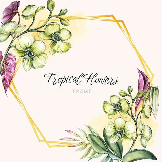 Aquarell tropische blumen kranz rahmen