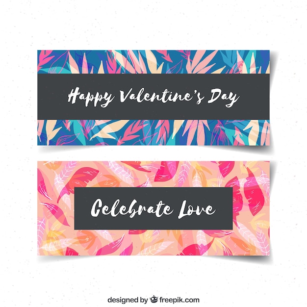 Aquarell valentinstag banner mit federn