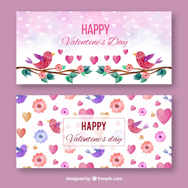 Aquarell valentinstag banner