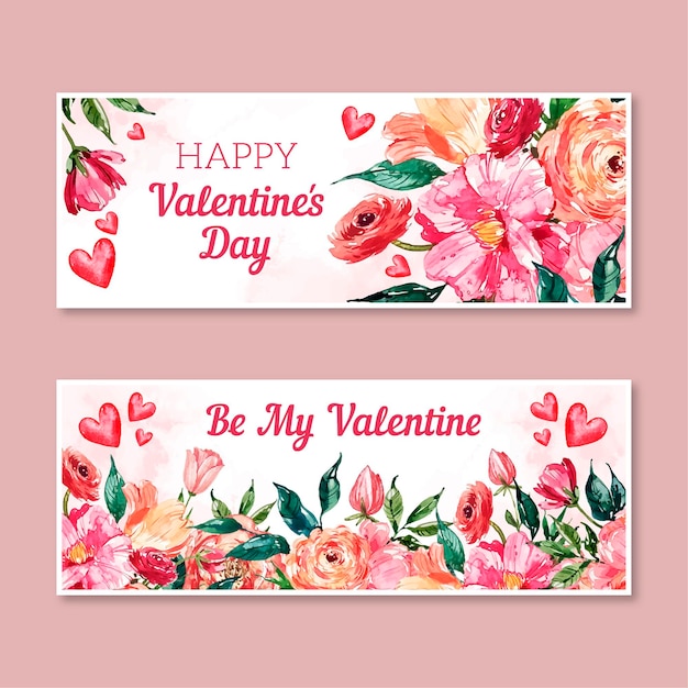 Aquarell valentinstag banner