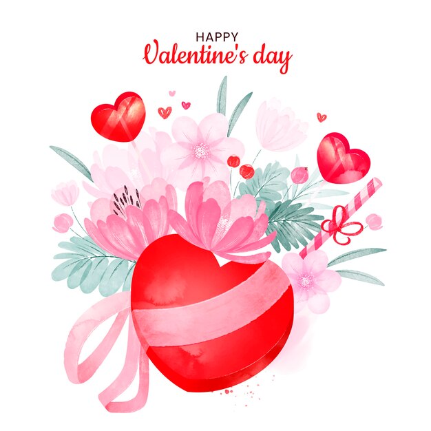 Aquarell Valentinstag Blumen Illustration