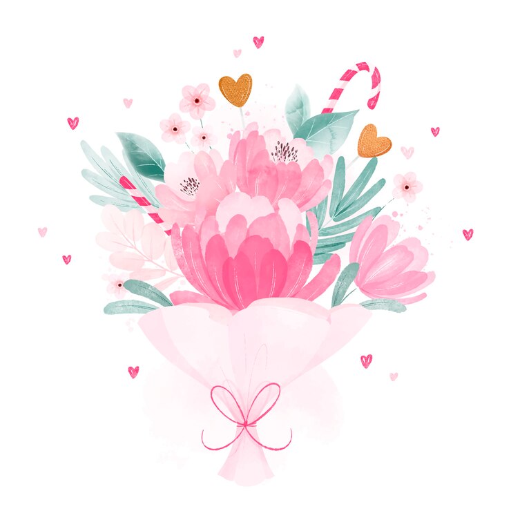 Kostenlose Vektor aquarell valentinstag blumen illustration