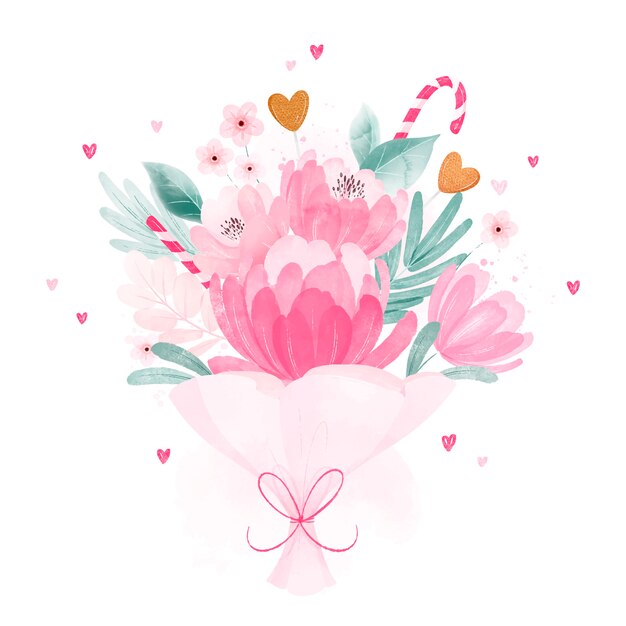 Aquarell Valentinstag Blumen Illustration