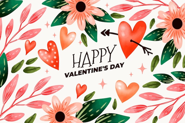 Kostenloser Vektor aquarell valentinstag hintergrund