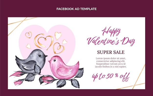 Kostenloser Vektor aquarell valentinstag social media promo-vorlage