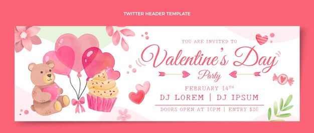 Aquarell Valentinstag Twitter-Header
