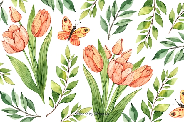 Aquarell Vintage Blumen Hintergrund