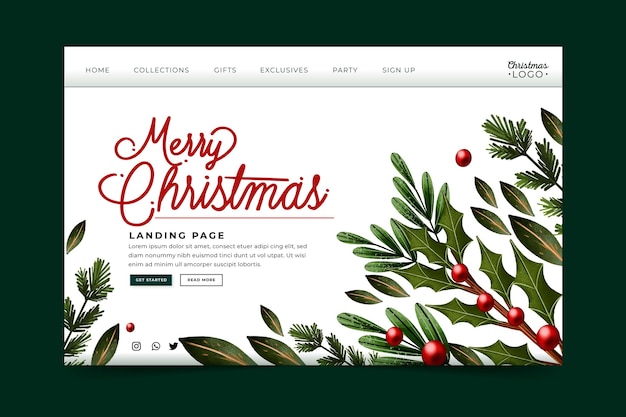 Aquarell weihnachten landingpage vorlage