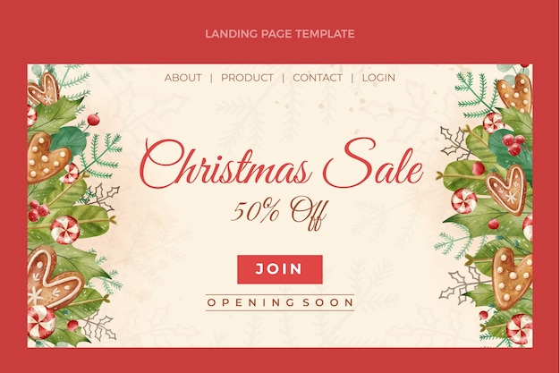 Aquarell-weihnachts-landing-page-vorlage