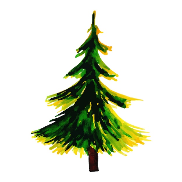 Kostenloser Vektor aquarell weihnachtsbaum