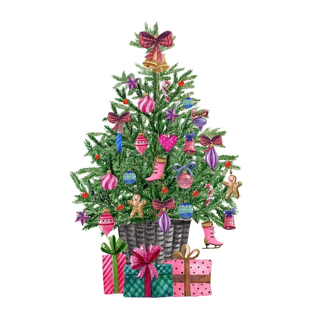 Aquarell-Weihnachtsbaum