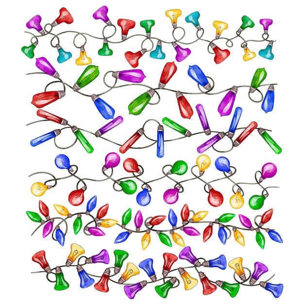 Kostenloser Vektor aquarell weihnachtsbeleuchtung sammlung