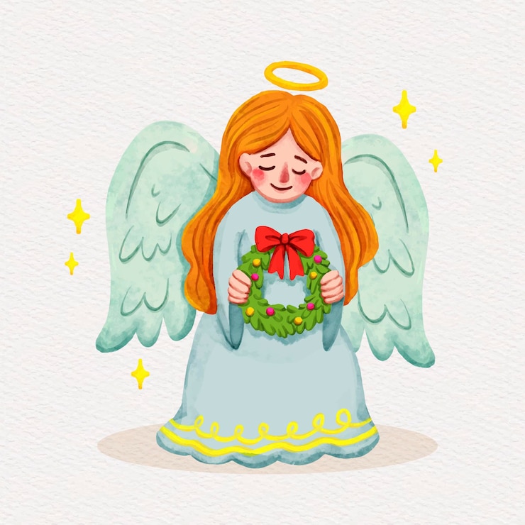 Kostenlose Vektor aquarell-weihnachtsengelillustration