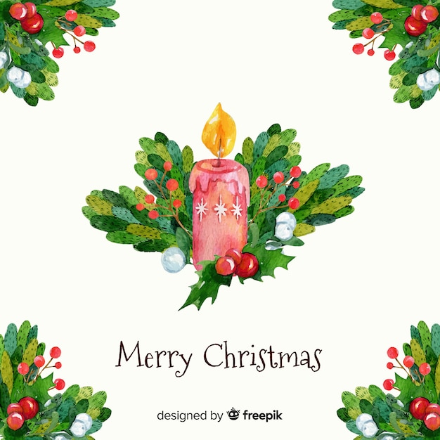 Aquarell Weihnachtskerze Hintergrund
