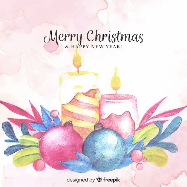 Aquarell Weihnachtskerze Hintergrund