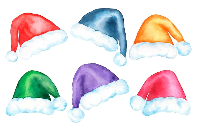 Aquarell weihnachtsmann mütze sammlung