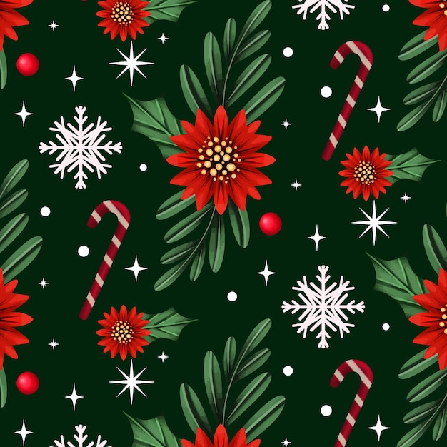 Kostenloser Vektor aquarell weihnachtszeit musterdesign