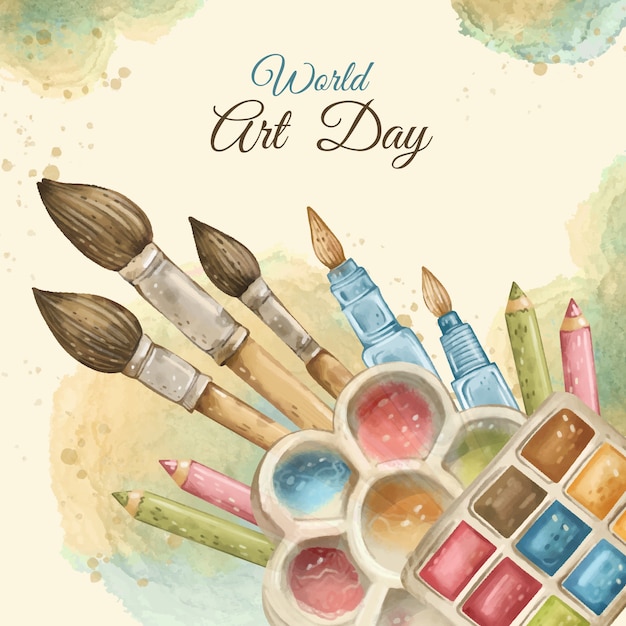 Aquarell weltkunsttag illustration