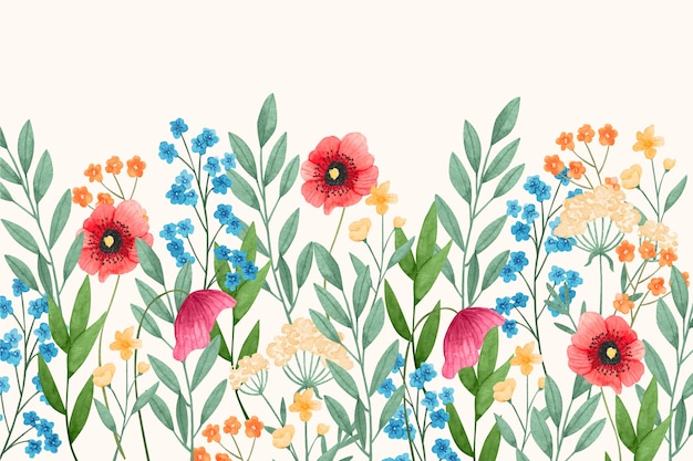 Kostenloser Vektor aquarell wildblumen hintergrund