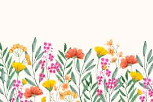 Kostenloser Vektor aquarell wildblumen hintergrund