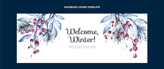 Kostenloser Vektor aquarell winter social media cover vorlage