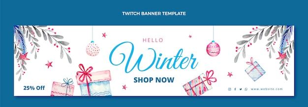 Kostenloser Vektor aquarell winter-twitch-banner