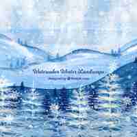 Kostenloser Vektor aquarell winterlandschaft hintergrund