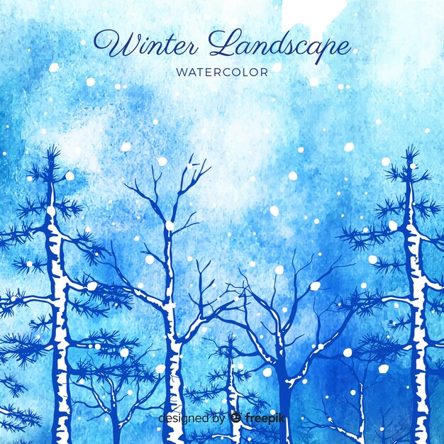 Aquarell Winterlandschaft Hintergrund